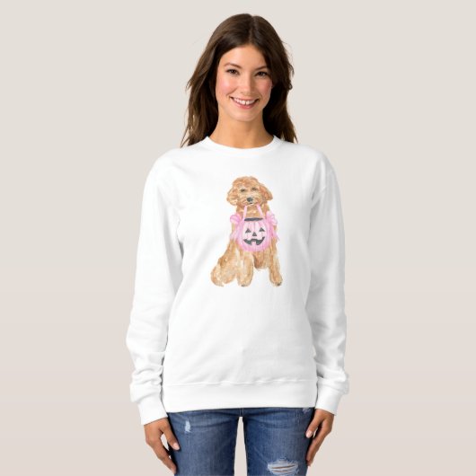 Halloween Goldendoodle Pumpkin Trick oder Behandlu Sweatshirt (Vorne ganz)