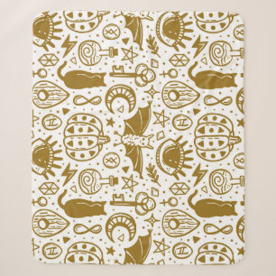 Halloween goldene Tinte, nahtloses Silhouettenmust Sherpadecke