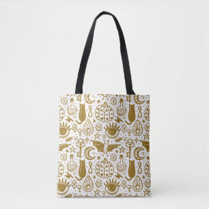 Halloween goldene Tinte, nahtloses Silhouettenmust Tasche