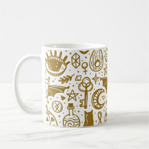 Halloween goldfarbene, nahtlose Silhouette. Kaffeetasse