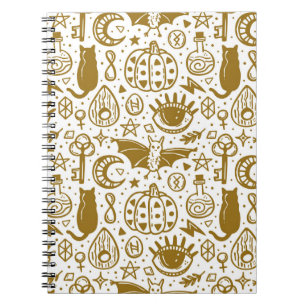 Halloween goldfarbene, nahtlose Silhouette. Notizblock