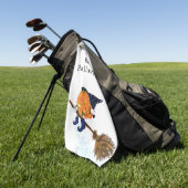 Halloween Golf Handtuch Hexenkürbis Pumkin Flying (Gras)