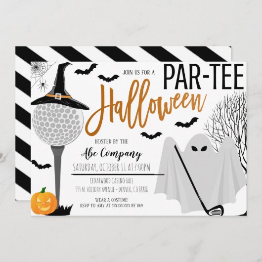 Halloween Golf Party Einladung (Vorne/Hinten)
