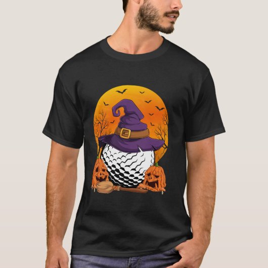 Halloween Golf Player Hexenhut Pumpkin Golf Fan M T-Shirt (Vorderseite)
