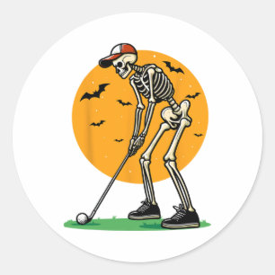Halloween Golf Skelett Golfer Lustiger Halloween G Runder Aufkleber