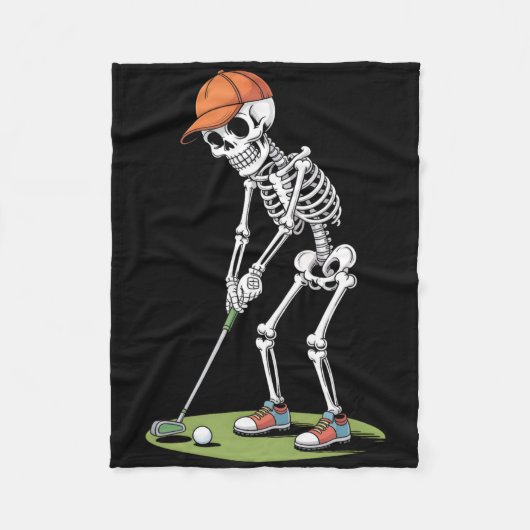 Halloween Golfer Golf Player Skeleton Golf Funny m Fleecedecke (Vorderseite)