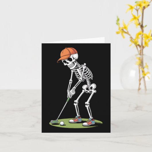 Halloween Golfer Golf Player Skeleton Golf Funny m Karte (Gelbe Blume)