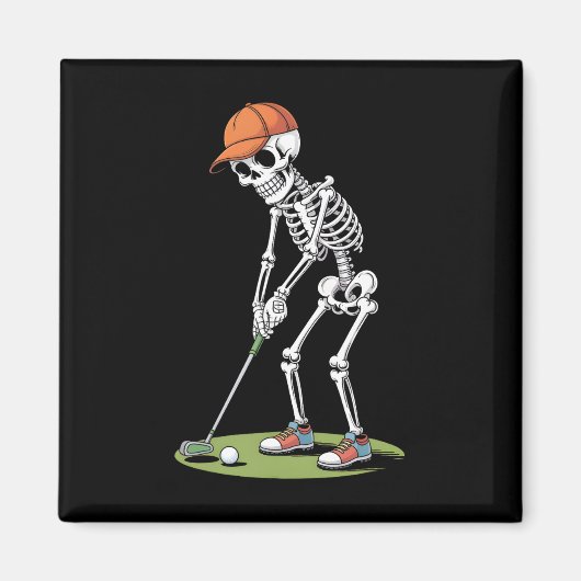 Halloween Golfer Golf Player Skeleton Golf Funny m Magnet (Vorne)