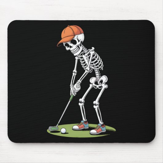 Halloween Golfer Golf Player Skeleton Golf Funny m Mousepad (Vorne)