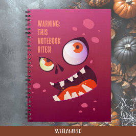 Halloween Goofy Eyed Zombie Face Spiral Notebook Notizblock