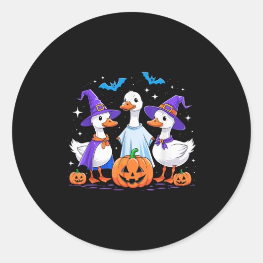 Halloween Goose Ghost Pumpkin Witch Costume Soky F Runder Aufkleber (Vorderseite)