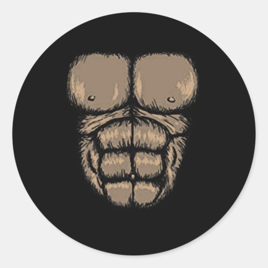 Halloween Gorilla Brustkostüm Niedlicher Affenmusk Runder Aufkleber (Vorderseite)