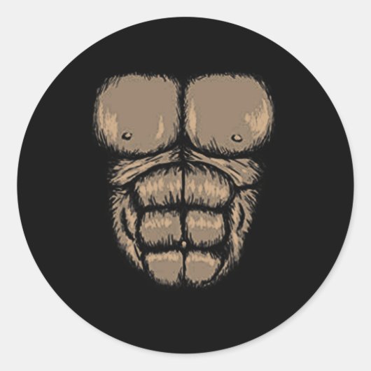 Halloween Gorilla Brustkostüm Niedlicher Affenmusk Runder Aufkleber (Vorderseite)