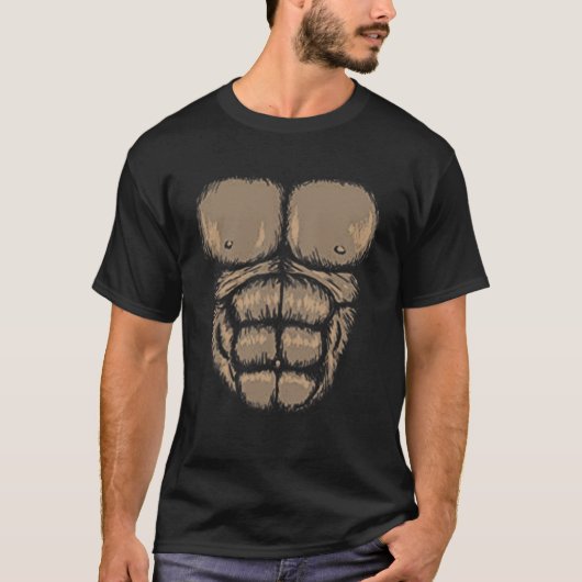Halloween Gorilla Brustkostüm Niedlicher Affenmusk T-Shirt (Vorderseite)