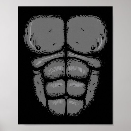 Halloween Gorilla Monkey Bauch Brustkostüm Männer Poster (Vorne)