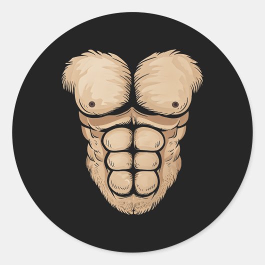 Halloween Gorilla Monkey Bauch Brustkostüm Männer Runder Aufkleber (Vorderseite)