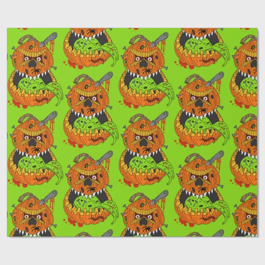 Halloween Gory Pumpkins Blood Splats Horror Geschenkpapier (Flach)