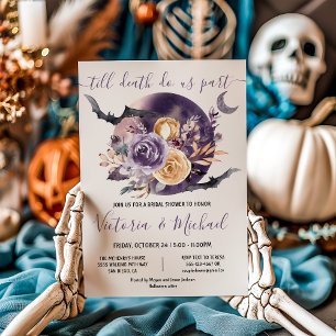 Halloween Goth Full Moon Floral Brautparty Einladung