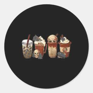 Halloween Goth Girl Kaffeekürbis Gewürz Latteis Runder Aufkleber