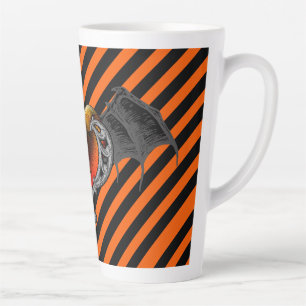Halloween Goth Orange Heart & Bat Wings Milchtasse