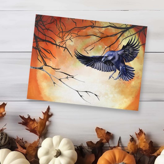 Halloween Goth Raven Crow Moon Szene Postkarte