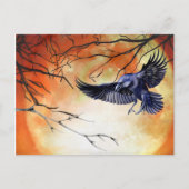 Halloween Goth Raven Crow Moon Szene Postkarte (Vorderseite)