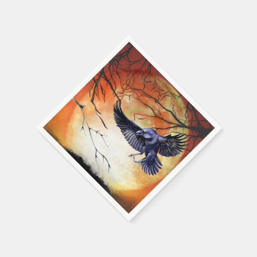 Halloween Goth Raven Crow Moon Szene Serviette (Ecke)
