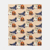 Halloween Goth Raven Crow Pumpkins Fleecedecke (Vorderseite)