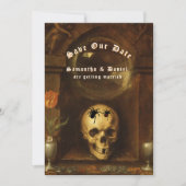 Halloween Goth Skull Spiders Save the Date Einladung (Vorderseite)
