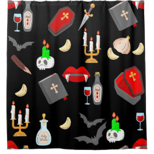 Halloween-Goth-Vampirjäger-Knoblauch-Dolch-Fang Duschvorhang