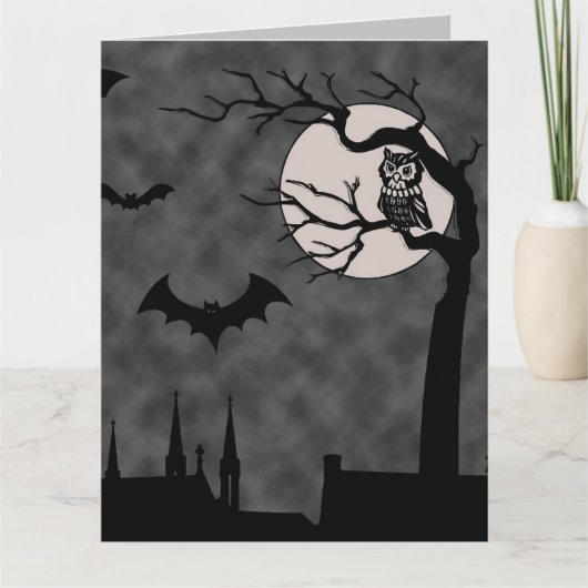 HALLOWEEN GOTHIC BATS MOON SPOOKY ART CARD KARTE (Vorderseite)
