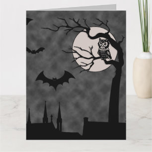 HALLOWEEN GOTHIC BATS MOON SPOOKY ART CARD KARTE