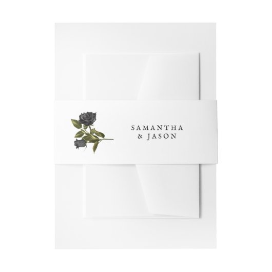 Halloween Gothic Black Rose Wedding White Einladungsbanderole (Vorderseite Beispiel)