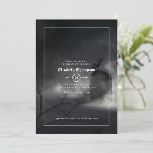 Halloween Gothic Bridal Dusche Einladung (Stehend Vorderseite)