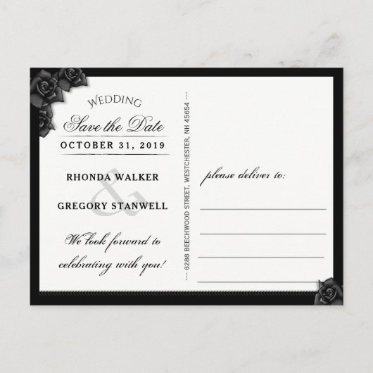 Halloween Gothic Elegant Bats Matching PostCard Ankündigungspostkarte (Rückseite)