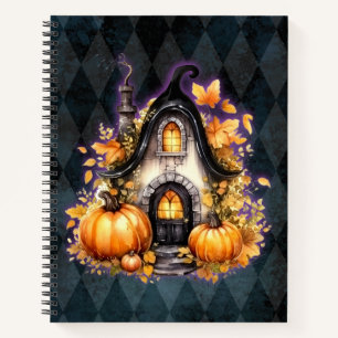 Halloween Gothic Fall Fairy Hütte Blue Raute Notizblock