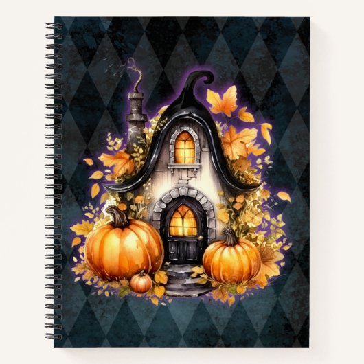 Halloween Gothic Fall Fairy Hütte Blue Raute Notizblock (Vorderseite)