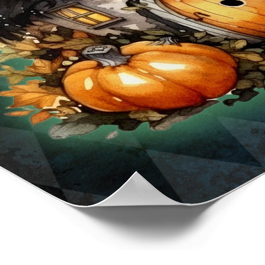 Halloween Gothic Fall Fairy Hütte Blue Raute Poster (Ecke)