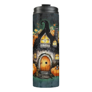 Halloween Gothic Fall Fairy Hütte Blue Raute Thermosbecher
