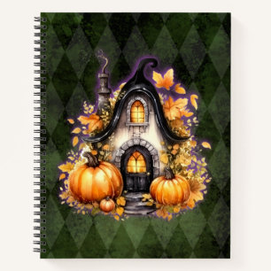 Halloween Gothic Fall Fairy Hütte Grüne Raute Notizblock