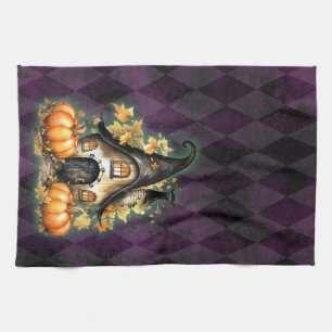 Halloween Gothic Fall Fairy Hütte Lila Raute Geschirrtuch