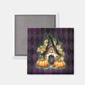 Halloween Gothic Fall Fairy Hütte Lila Raute Magnet (Vorderseite/Rückseite)