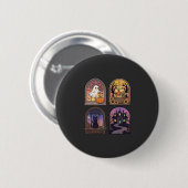 Halloween Gothic-Fenster-Geist-Kürbis-Schwarze Kat Button (Vorne & Hinten)