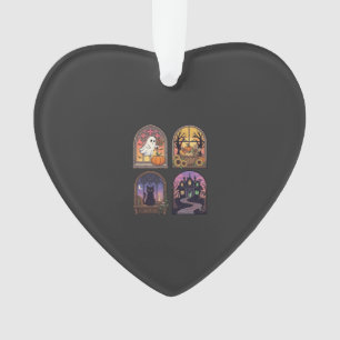 Halloween Gothic Fenster Geist Kürbis Schwarze Kat Ornament