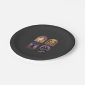 Halloween Gothic Fenster Geist Kürbis Schwarze Kat Pappteller (Schrägansicht)