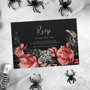 Halloween Gothic Floral QR Code Hochzeit RSVP Karte