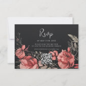 Halloween Gothic Floral QR Code Hochzeit RSVP Karte (Vorderseite)