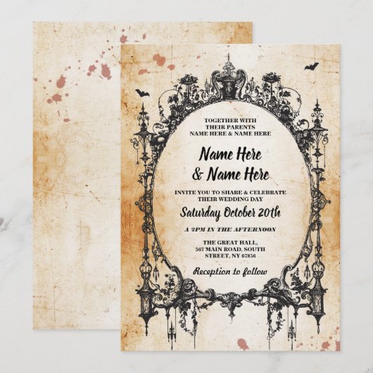 Halloween Gothic Frame Vintag Einladung (Vorne/Hinten)