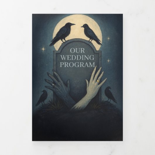Halloween Gothic Graveyard Wedding Dreifach-gefaltete Programmkarte (Cover)