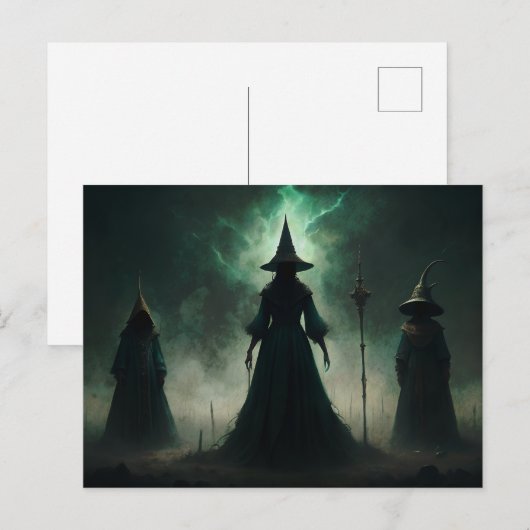 Halloween Gothic Hexen Postkarte (Vorne/Hinten)